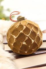 4" Bronze Quilted Glass Ornament