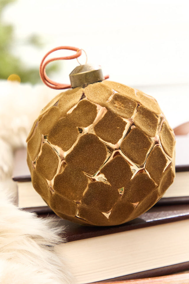 4" Bronze Quilted Glass Ornament