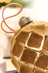 3" Bronze Quilted Glass Ornament