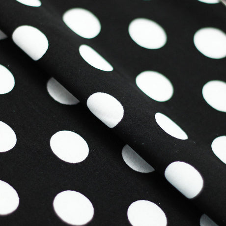 Jitterbug Poly Spandex Fabric - Black And White Or Red And White, Dots And Stripes Pattern, 58-60" Width (1 Yard)