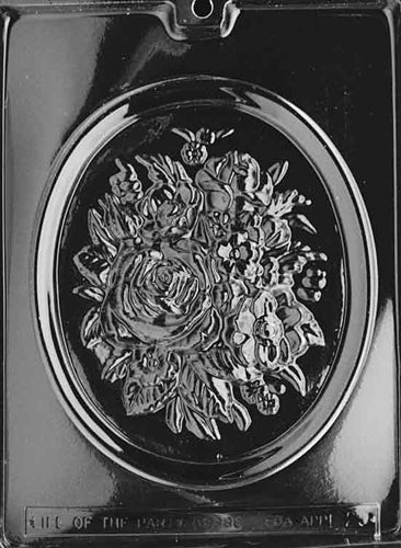 Oval Framed Flowers Chocolate Mold - LPF029