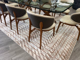 METZ 4208 Polyester Viscose Area Rug - Crème, Mocha, Taupe, Brick Abstract Geometric High-Low Design, 9' 8" X 13' (1 Rug)
