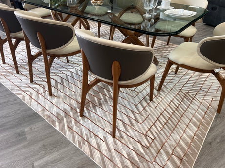 METZ 4208 Polyester Viscose Area Rug - Crème, Mocha, Taupe, Brick Abstract Geometric High-Low Design, 9' 8" X 13' (1 Rug)