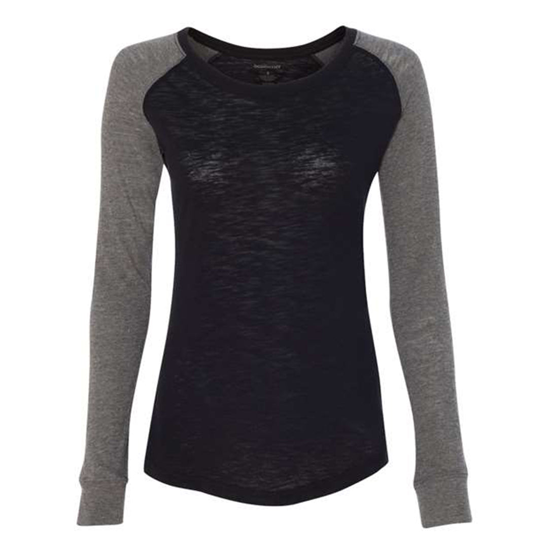 Women’s Preppy Patch Slub Long Sleeve T-Shirt