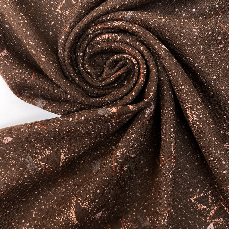 Wool Twill Brown Beige Herringbone
