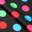 Circus Dots Poly Spandex Fabric - Multicolor Polka Dots On Black, 58/60" Width, 240 GSM (1 Yard)