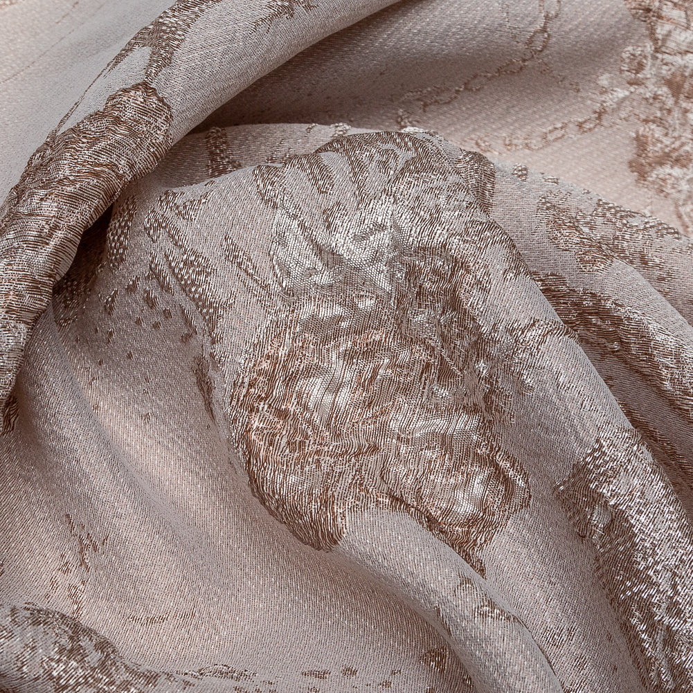 Luminous Taupe Abstract Luxury Double-Layer Organza Brocade