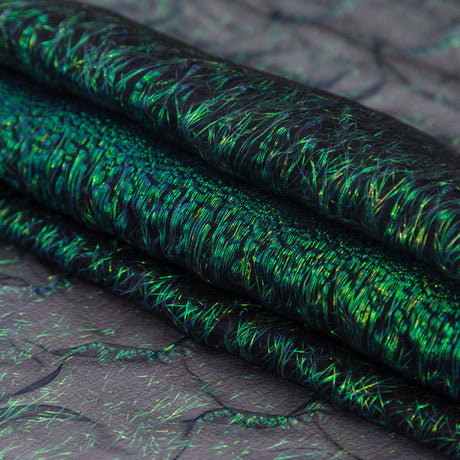 Metallic Double Layer Organza - Green and Blue Iridescent Stripes