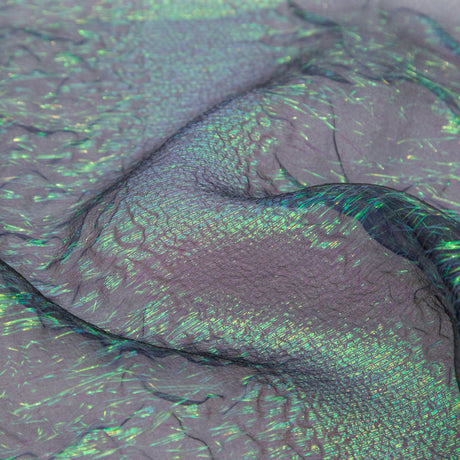 Metallic Double Layer Organza - Green and Blue Iridescent Stripes