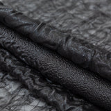 Metallic Double Layer Organza - Black and Silver Iridescent Stripes