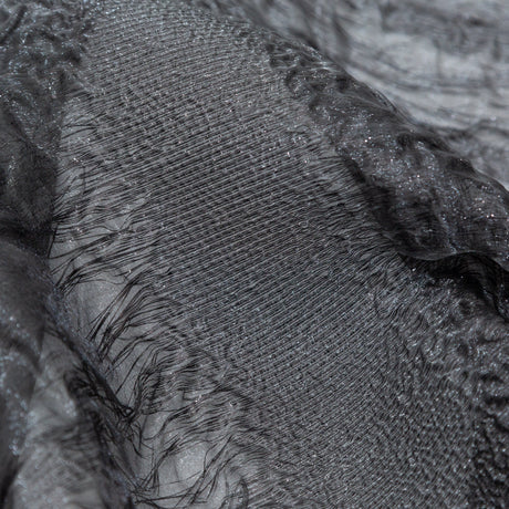 Metallic Double Layer Organza - Black and Silver Iridescent Stripes