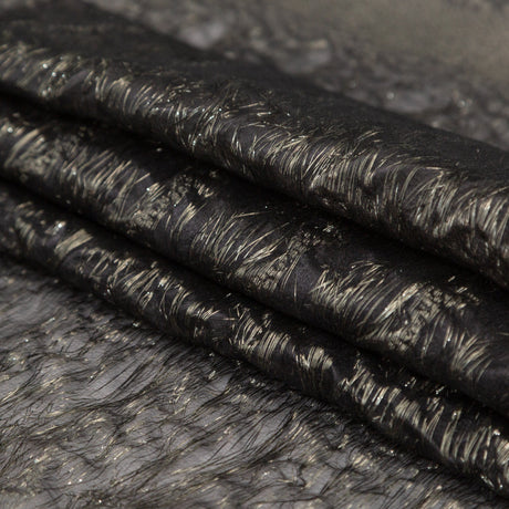 Metallic Double Layer Organza - Gold and Gray Iridescent Stripes