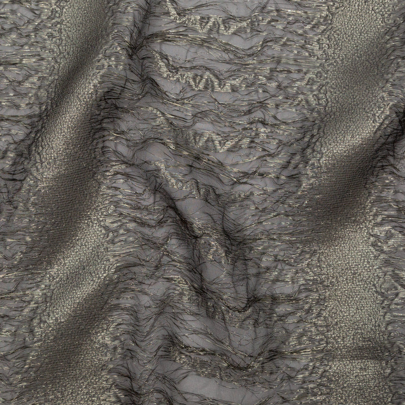 Metallic Double Layer Organza - Gold and Gray Iridescent Stripes