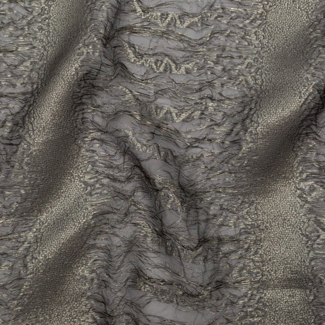Metallic Double Layer Organza - Gold and Gray Iridescent Stripes
