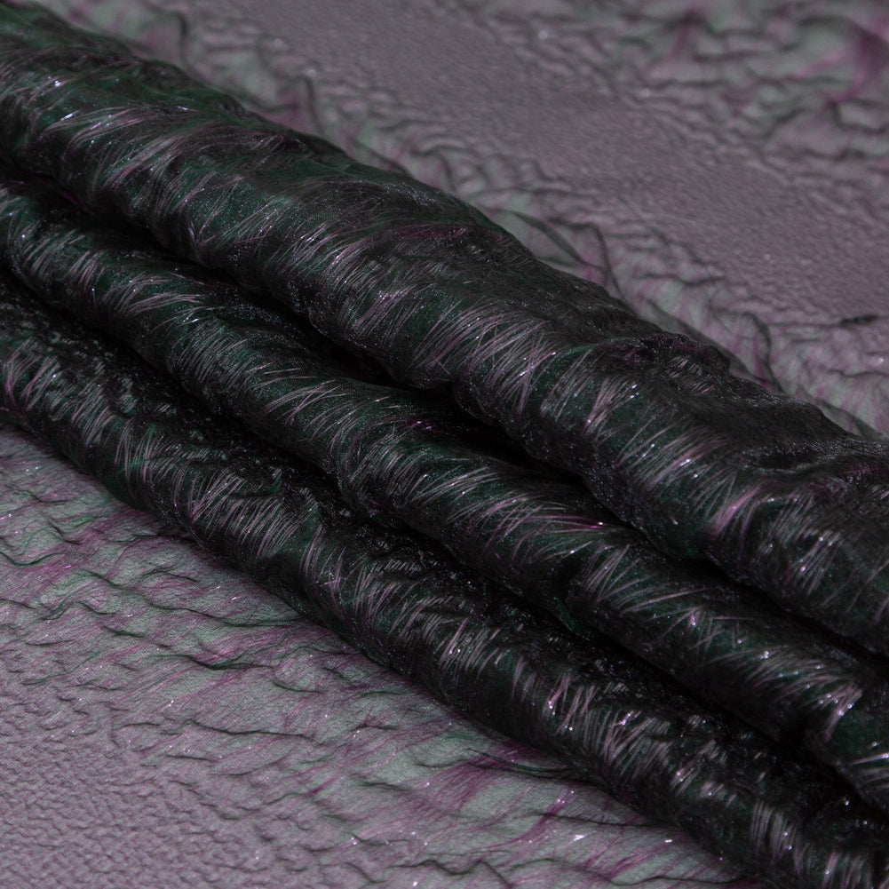 Metallic Double Layer Organza - Purple and Green Iridescent Stripes