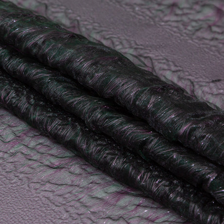 Metallic Double Layer Organza - Purple and Green Iridescent Stripes