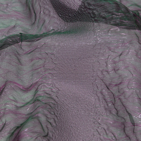 Metallic Double Layer Organza - Purple and Green Iridescent Stripes