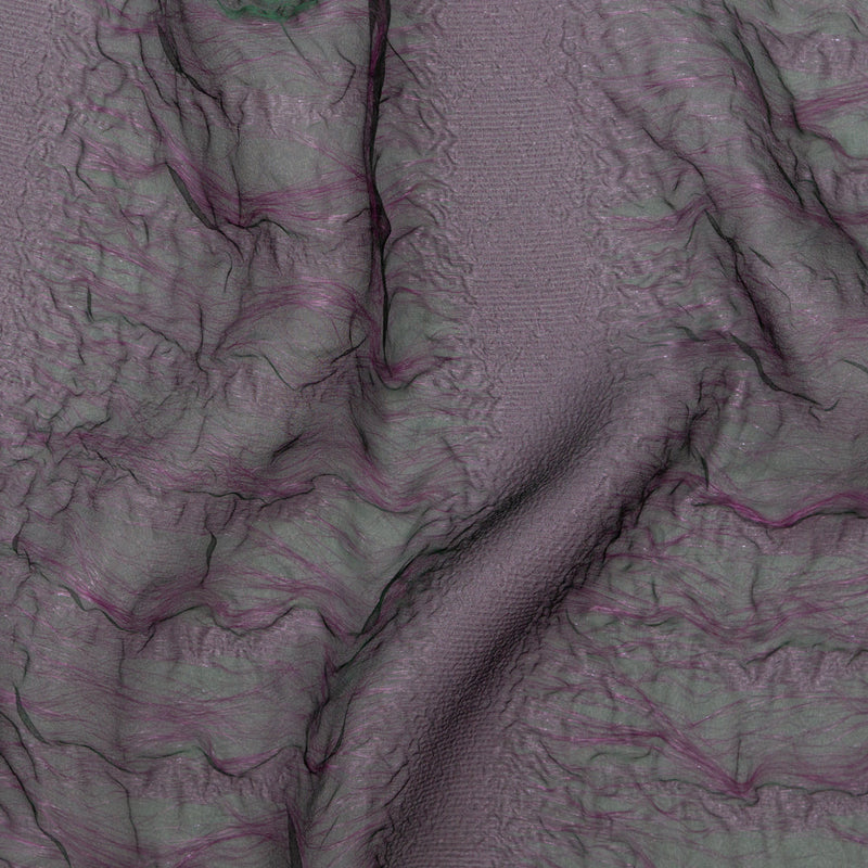 Metallic Double Layer Organza - Purple and Green Iridescent Stripes
