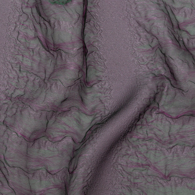 Metallic Double Layer Organza - Purple and Green Iridescent Stripes