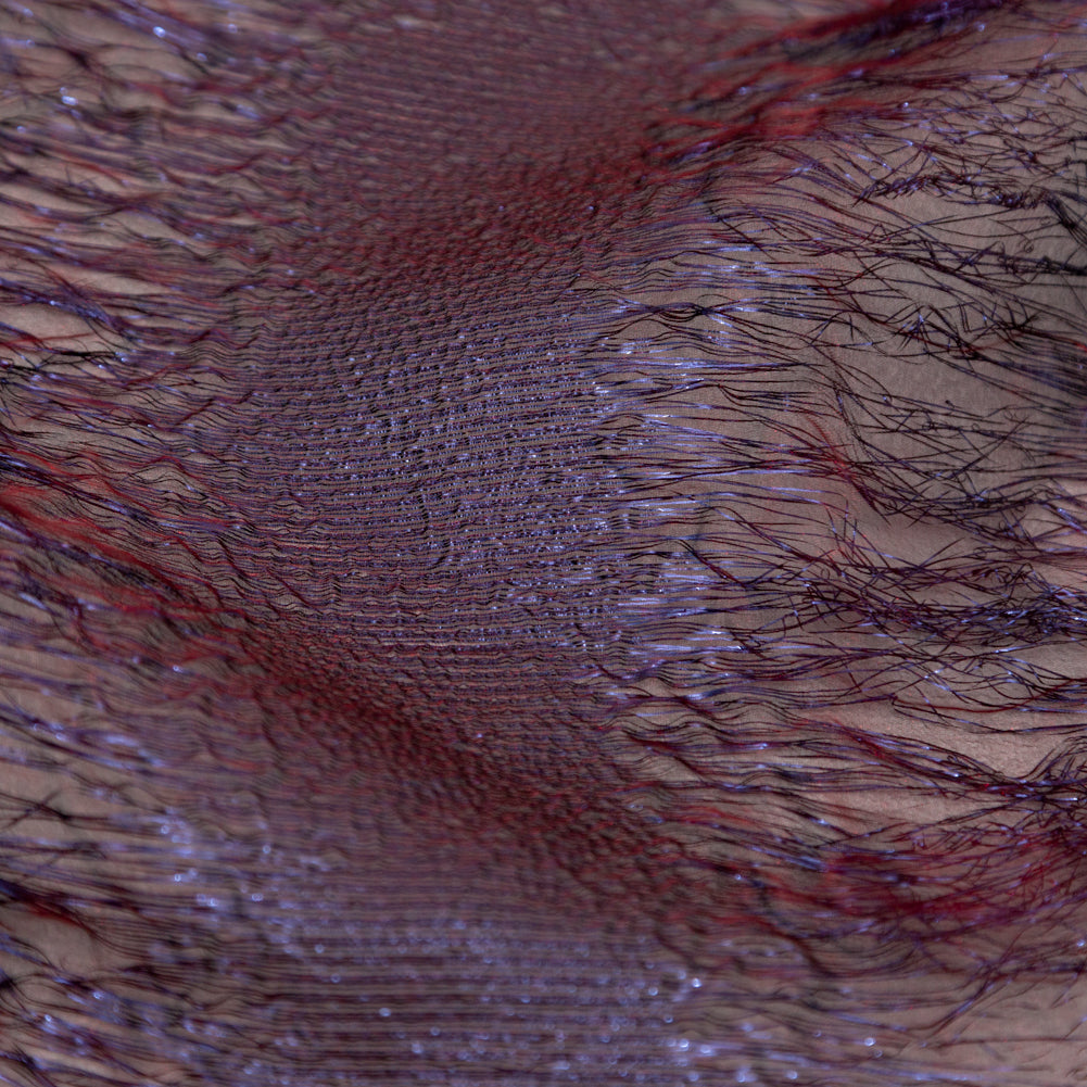 Metallic Double Layer Organza - Blue and Red Iridescent Stripes