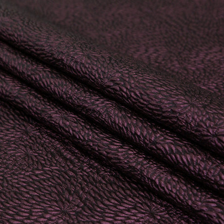 Metallic Aubergine Floral Double-Layer Organza Brocade