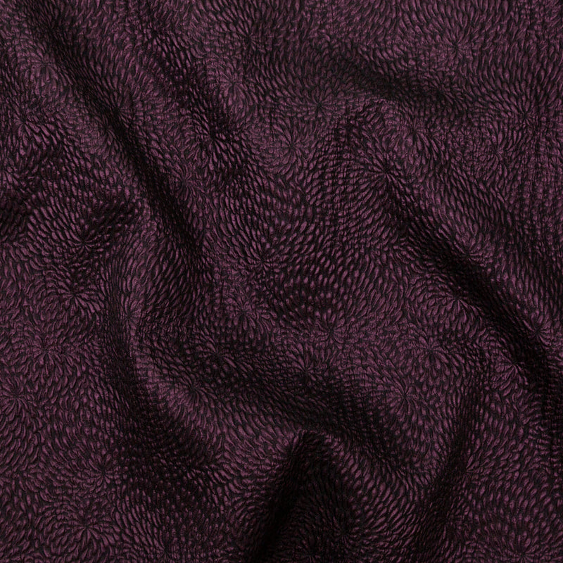 Metallic Aubergine Floral Double-Layer Organza Brocade