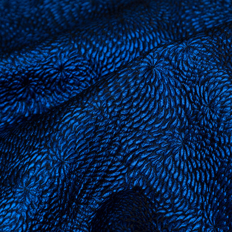 Metallic Royal Blue Floral Double-Layer Organza Brocade