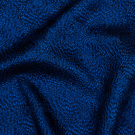 Metallic Royal Blue Floral Double-Layer Organza Brocade