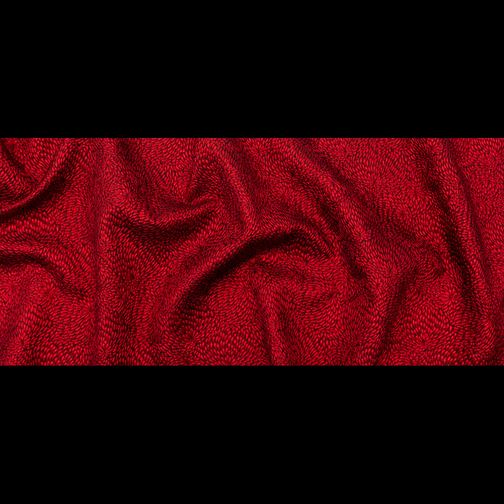 Metallic Red and Black Floral Double-Layer Organza Brocade