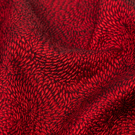 Metallic Red and Black Floral Double-Layer Organza Brocade