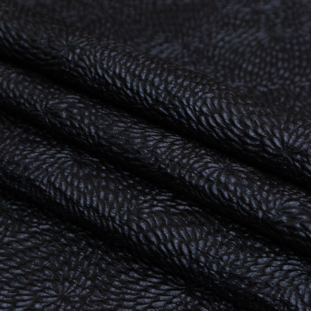 Metallic Black Floral Double-Layer Organza Brocade