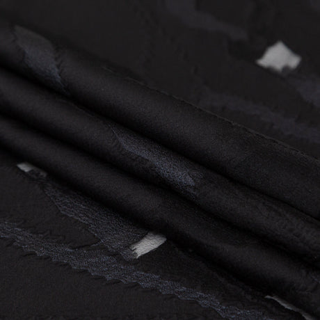 Metallic Navy and Black Luxury Crinkled Organza Burnout Brocade