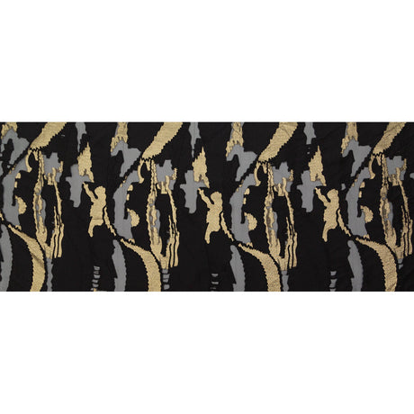Metallic Gold and Black Luxury Crinkled Organza Burnout Brocade