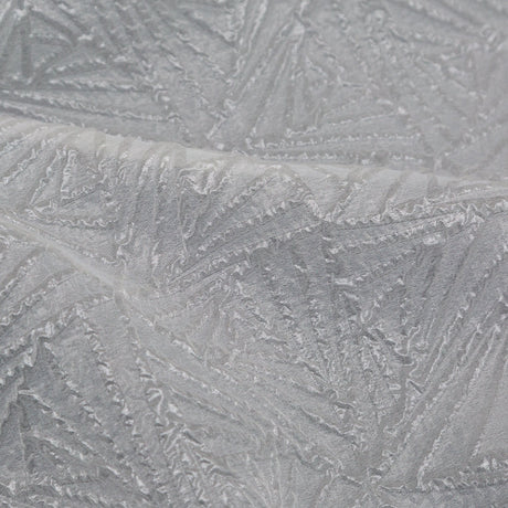 Luminous White Geometric Double-Layer Creped Organza Brocade