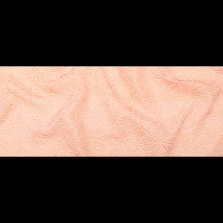 Luminous Coral Geometric Double-Layer Creped Organza Brocade
