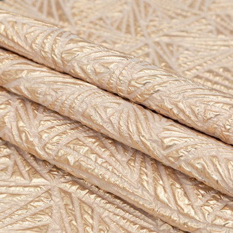 Luminous Gold Geometric Double-Layer Creped Organza Brocade