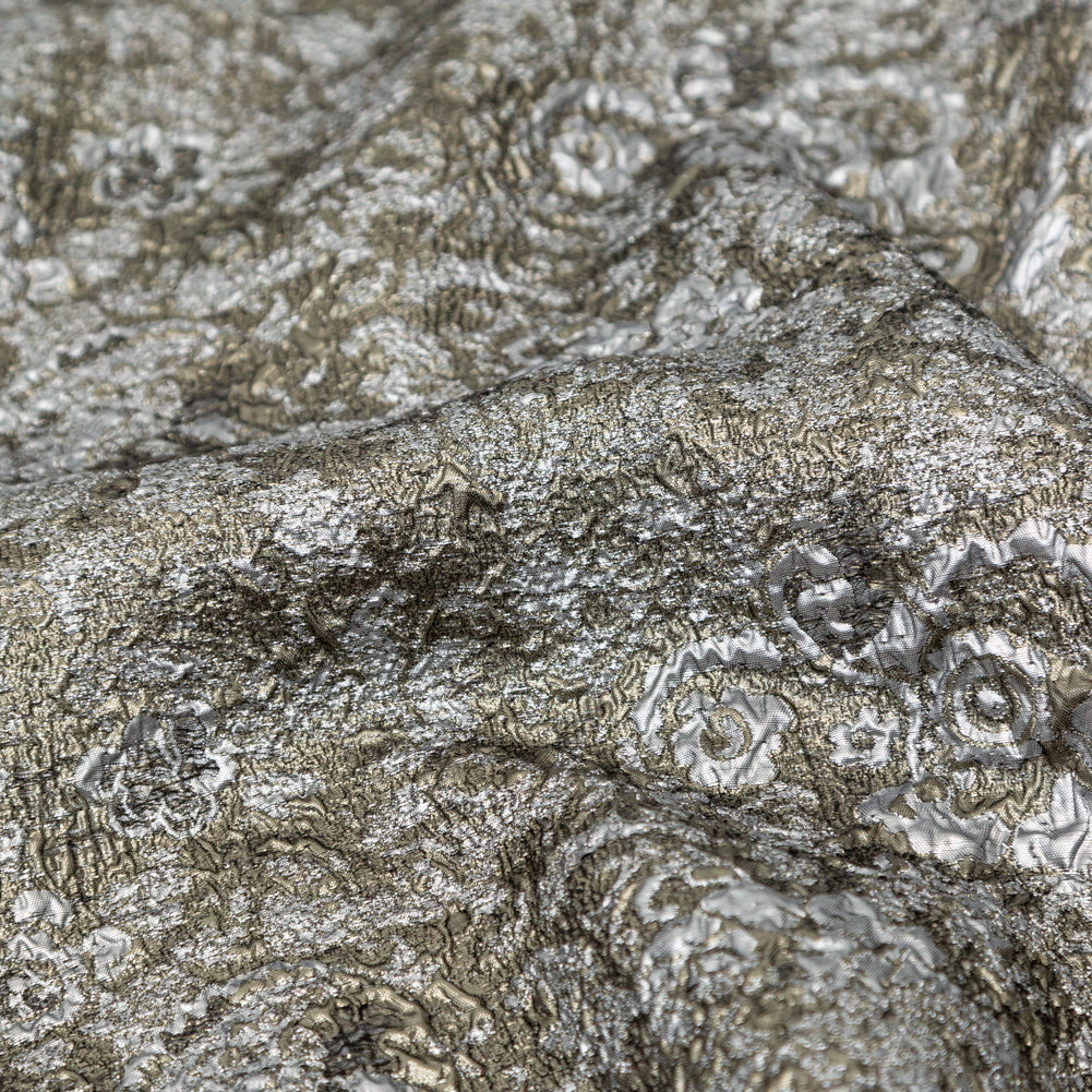 Silver and Pale Gold Luxury Metallic Brocade