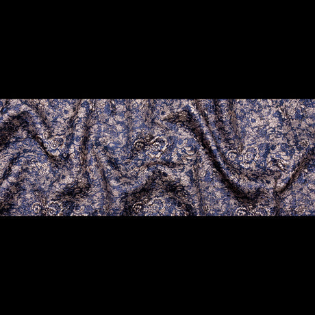 Royal Blue and Pale Gold Luxury Metallic Brocade