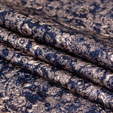 Royal Blue and Pale Gold Luxury Metallic Brocade