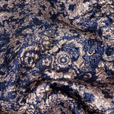 Royal Blue and Pale Gold Luxury Metallic Brocade