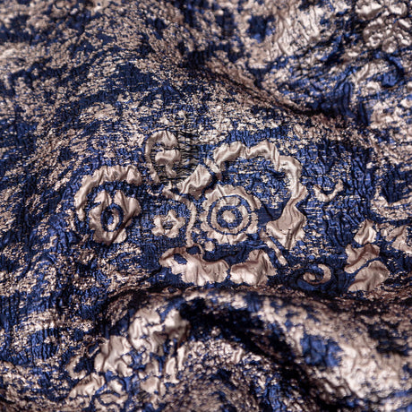 Royal Blue and Pale Gold Luxury Metallic Brocade