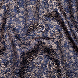 Royal Blue and Pale Gold Luxury Metallic Brocade