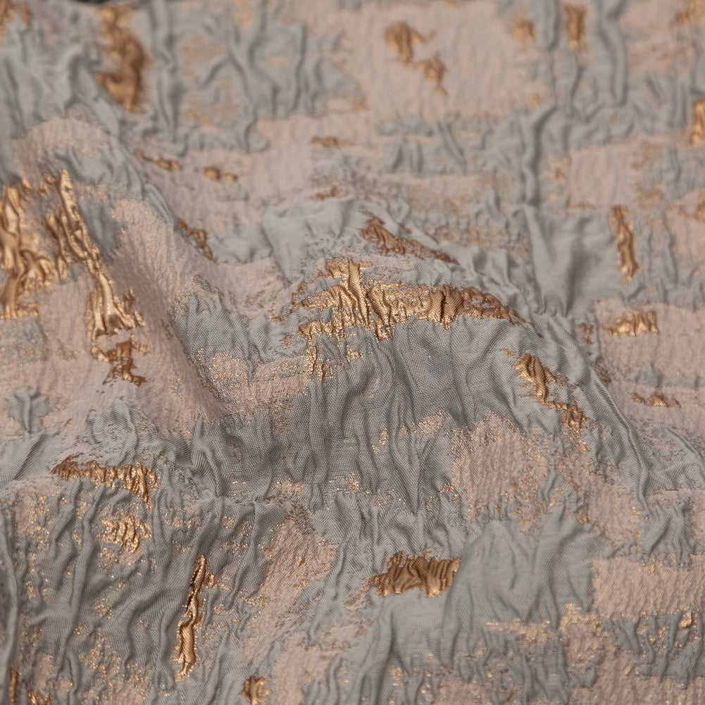 Sky Gray and Gold Abstract Luxury Metallic Brocade