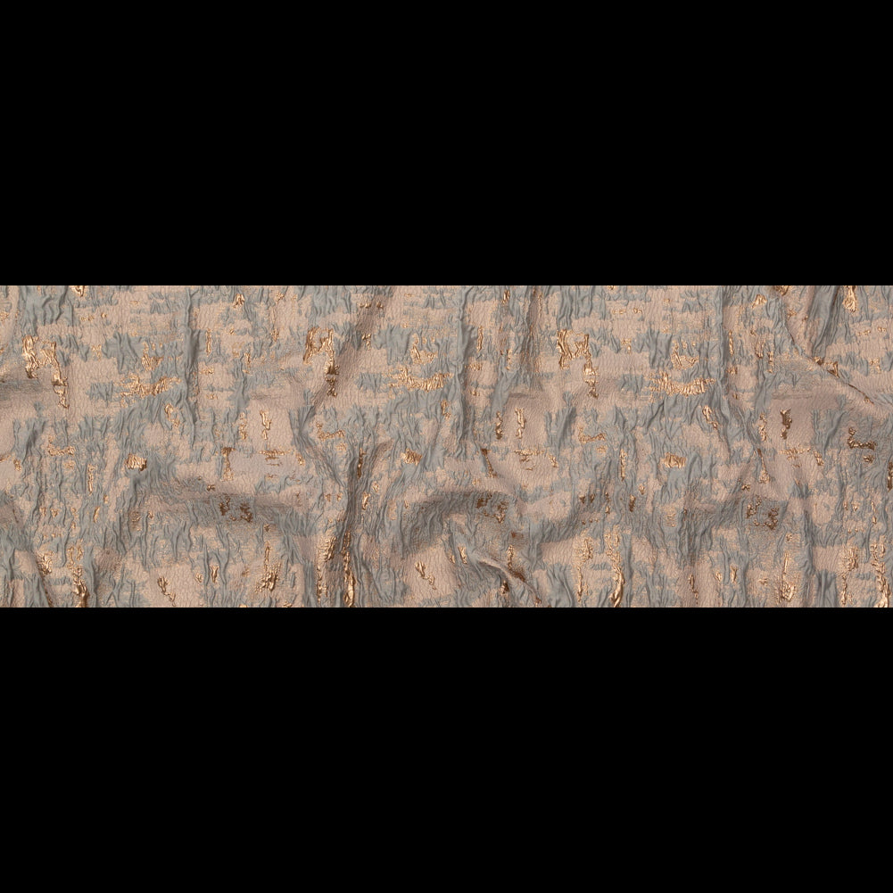 Sky Gray and Gold Abstract Luxury Metallic Brocade