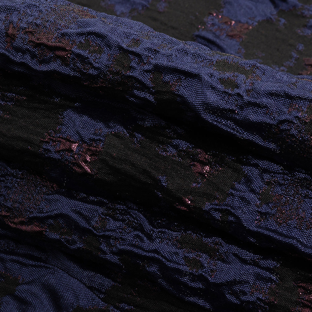 Navy and Glistening Grape Abstract Luxury Metallic Brocade