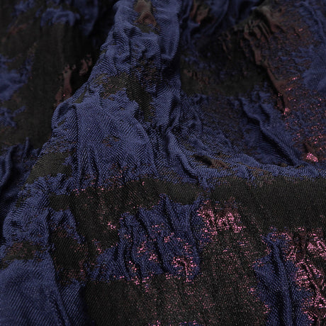 Navy and Glistening Grape Abstract Luxury Metallic Brocade