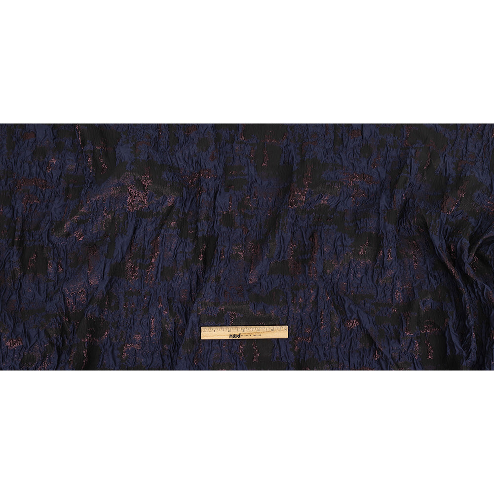 Navy and Glistening Grape Abstract Luxury Metallic Brocade