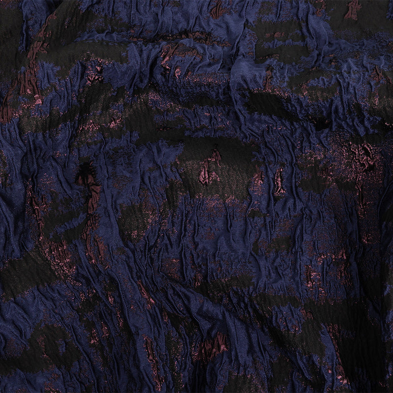 Navy and Glistening Grape Abstract Luxury Metallic Brocade