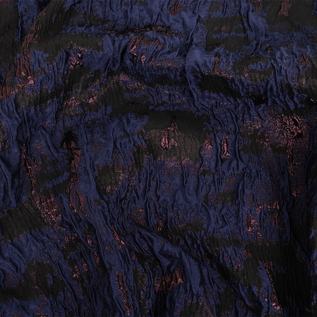 Navy and Glistening Grape Abstract Luxury Metallic Brocade