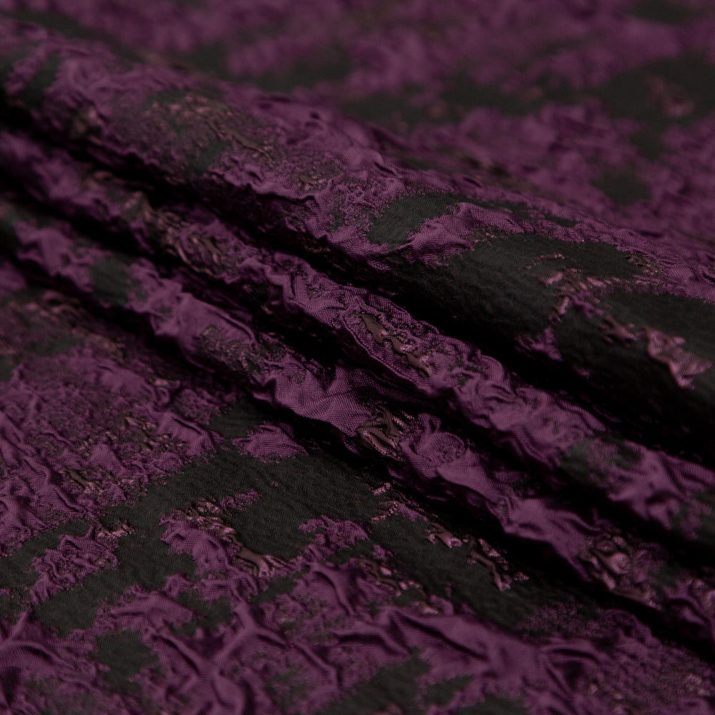 Blackberry Wine and Black Abstract Luxury Metallic Brocade